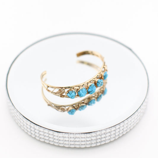 navajo turquoise solid gold cuff