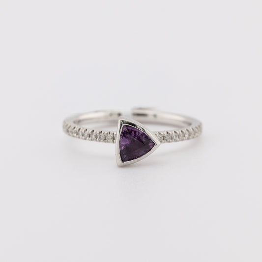 white gold and pink sapphire ring