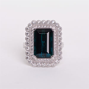 The Clementine - 18K Blue-Green Tourmaline And Diamond Ring
