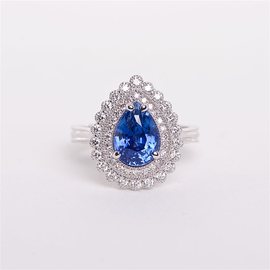 The Azul - 18K GIA Certified Blue Sapphire and Diamond Ring