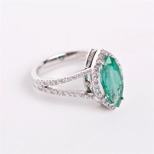 The Teresa - 18K White Gold Emerald and Diamond Ring