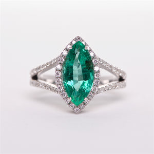 The Teresa - 18K White Gold Emerald and Diamond Ring