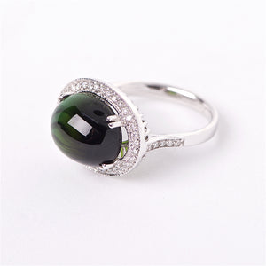 The Beatrice - 18k Cabochon Green Tourmaline and Diamond Ring