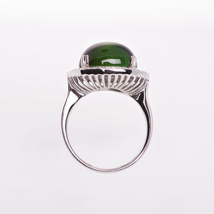 The Beatrice - 18k Cabochon Green Tourmaline and Diamond Ring