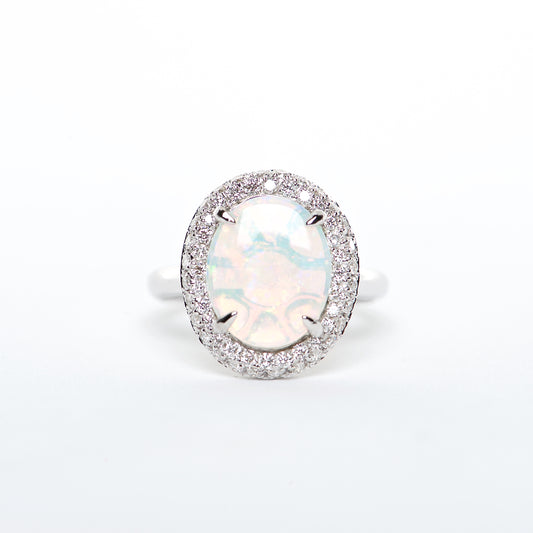 The Cora - 18K Australian Opal and Diamond ring