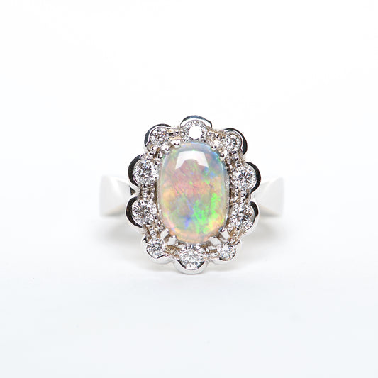 The Solan - 18K Australian Black Opal and Diamond Ring
