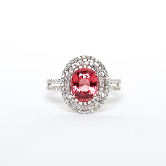 one of a kind red spinel and diamond ring, rare gemstone jewelry 