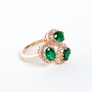 The Brynlee - 18K Zambian Emerald and Diamond Cluster ring