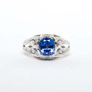 The Adele - GIA Certified 18K Blue Sapphire and Diamond ring.