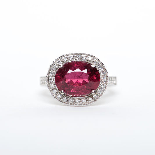 The kimmy - AAA 18K Rubellite Tourmaline and Diamond ring