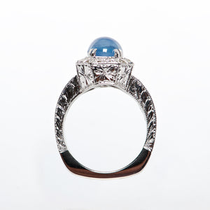 The Ivana - AAA Cabochon Blue Sapphire and Diamond ring