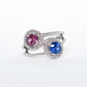 The Harley - 18K Pink, Blue Sapphire and Diamond ring