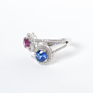The Harley - 18K Pink, Blue Sapphire and Diamond ring