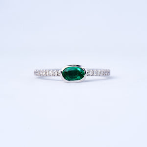 The Millie - 14K Emerald and Diamond Ring