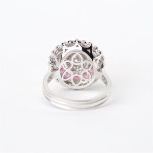 The Petunia - 18K Diamond and Pink Sapphire Ring