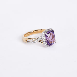 The Kiera - 14K Rose and White Gold Amethyst Ring