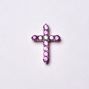 The Deborah 14K Pink Sapphire and Diamond Cross Pendant