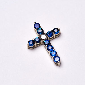 The Jordan - 14K Blue Sapphire and Diamond Cross Pendant
