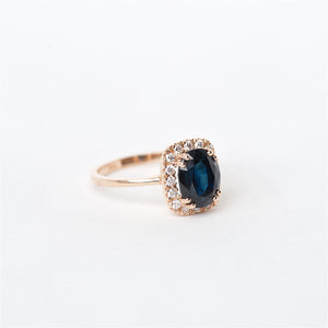 The Audrey - 14K Blue Sapphire and Diamond Ring