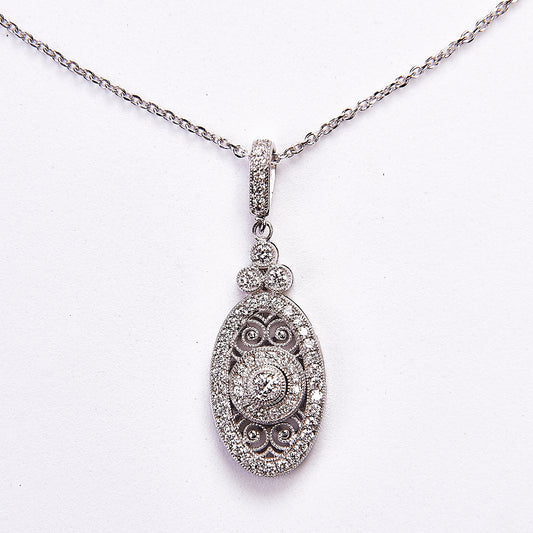 The Patricia - 14K White Gold And Dimond Pendant.