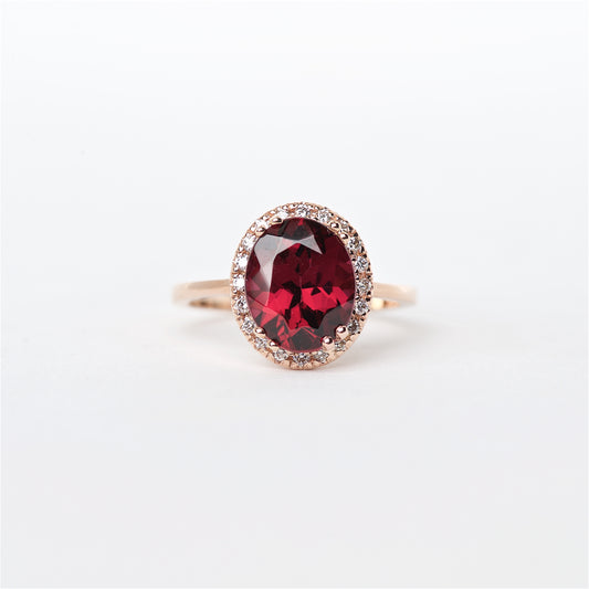 The Cameron - 14K  Red Garnet and Diamond Ring