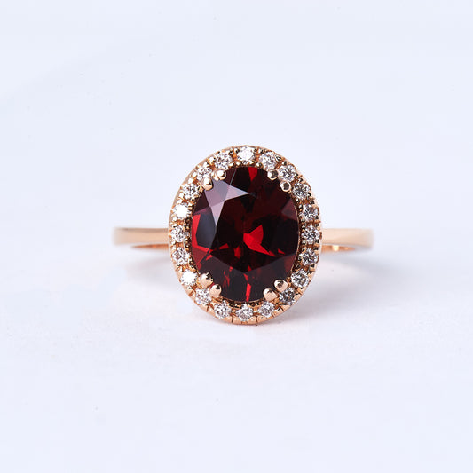 The Stella - 14K Garnet and Diamond Ring