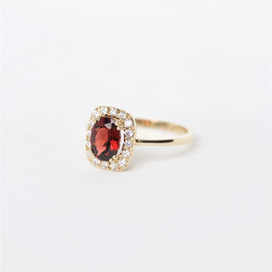 The Skylar - 14K Garnet and Diamond Ring