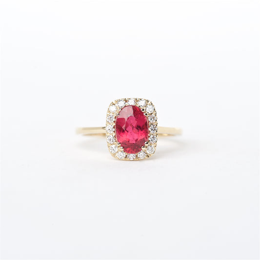 The Chloe - 14K Rubellite Tourmaline and Diamond Ring