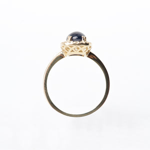 The Venus - 14K Cabochon Blue Sapphire and Diamond ring