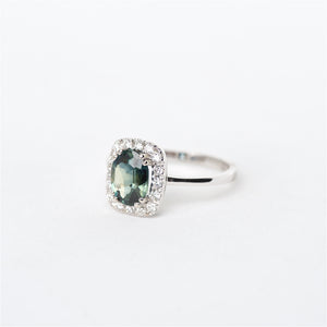 The Alexia - 14K Green Sapphire and Diamond ring