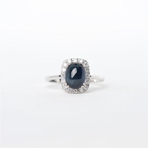 The Robyn - 14K Cabochon Blue Sapphire and Diamond Ring