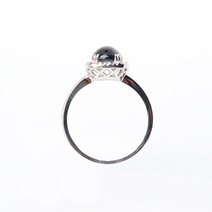 The Robyn - 14K Cabochon Blue Sapphire and Diamond Ring