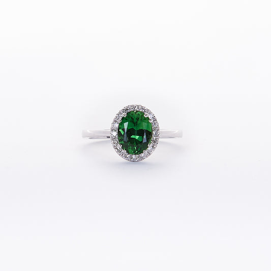 The Shea - 18K White Gold Green Tourmaline Ring