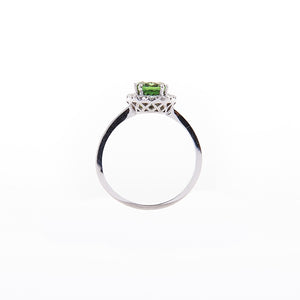 The Shea - 18K White Gold Green Tourmaline Ring