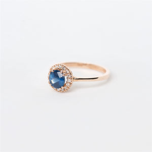 The Kali - 14K Cabochon Blue Sapphire and Diamond ring