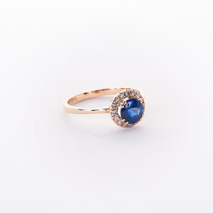 The Adora - 14K Rose Gold Cabouchan Blue Sapphire Ring