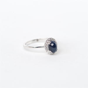 The Neptune - 18K Cabochon Blue Sapphire and Diamond ring