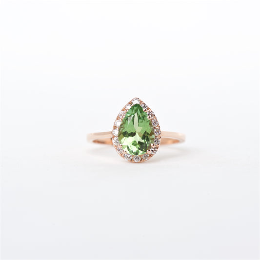 The Addison - 14K Rose Gold Green Tourmaline and Diamond Ring