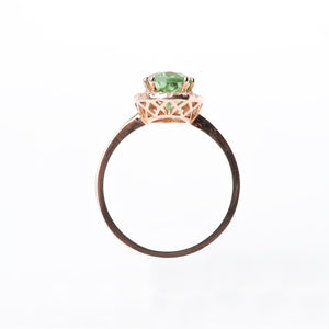 The Addison - 14K Rose Gold Green Tourmaline and Diamond Ring