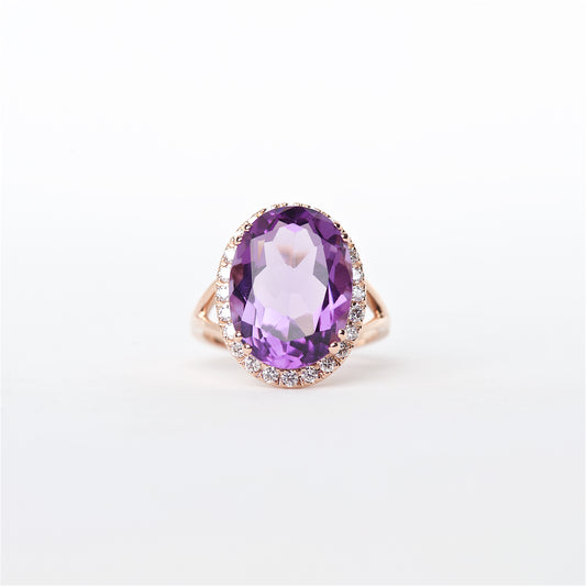 The Serenity - 14K Amethyst and Diamond Ring