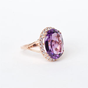 The Serenity - 14K Amethyst and Diamond Ring