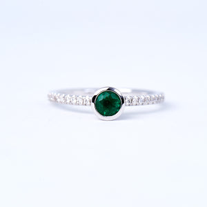 The Lea - 14K Emerald and Diamond Ring