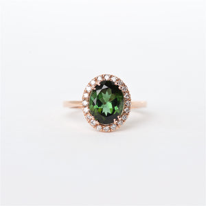 The Nora - 14K Green Tourmaline and Diamond Ring