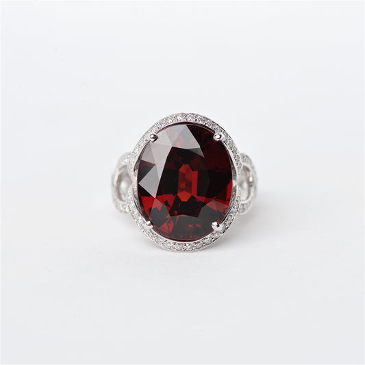 The Adar - 18K Spessarite Garnet and Diamond Ring