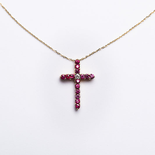 The Viola - 14K Yellow Gold Ruby & Diamond Pendant