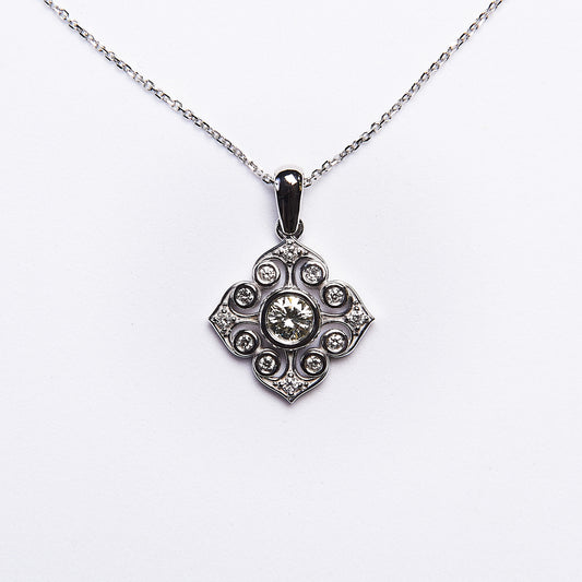 The Tyra - 14k White Gold and Diamond Pendenat