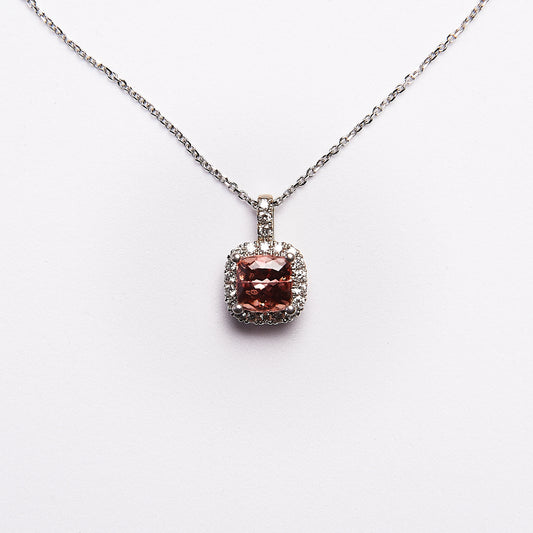 The Ongina - 14K White Gold Imperial Topaz and Diamond Pendant