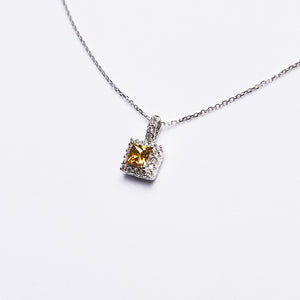 The Mariah - 14K White Gold Yellow Sapphire and Diamond Pendant